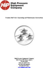 Trunion Ball Valve Operating and Maintenance Instructions
